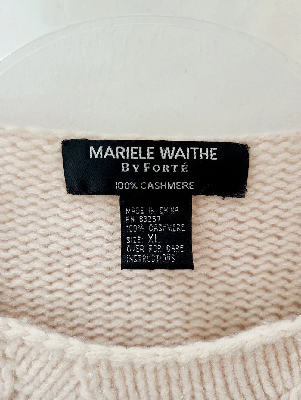 Mariele Waithe by Forté 100% Cashmere Pullover Sweater Soft Peach Fitted XL